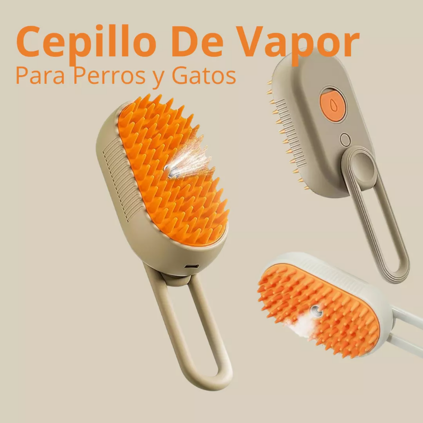 Cepillo Para Mascotas a Vapor Recargable 3 en 1